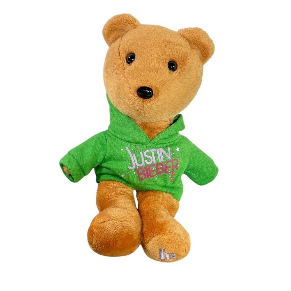 Justin Bieber Kids Bear Plush Stuffed Green Hoodie Soft 2010